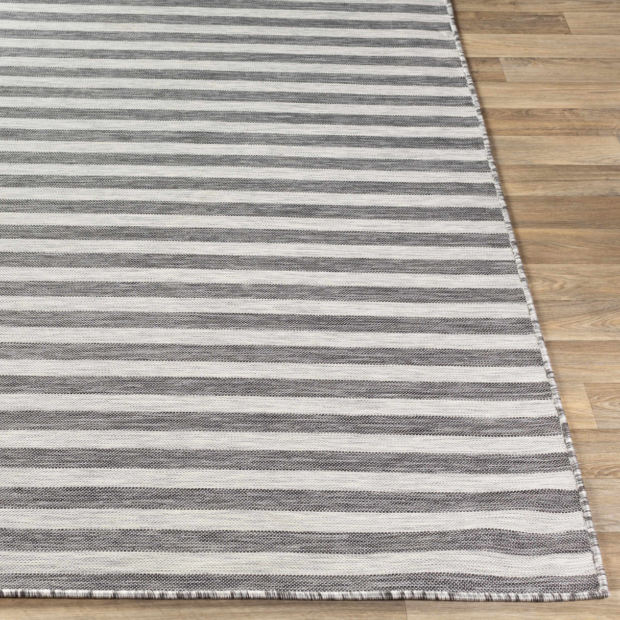 Bongaree Black&Gray Striped Flatweave Carpet - Clearance