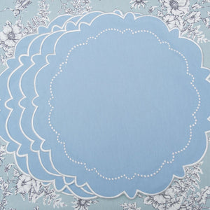 Harmony Blue Round Fabric Placemats