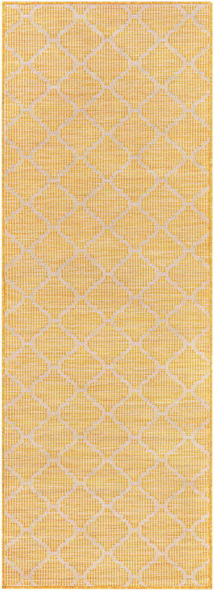 Unique Outdoor Trellis Area Rug, Mustard Yellow - Clearance