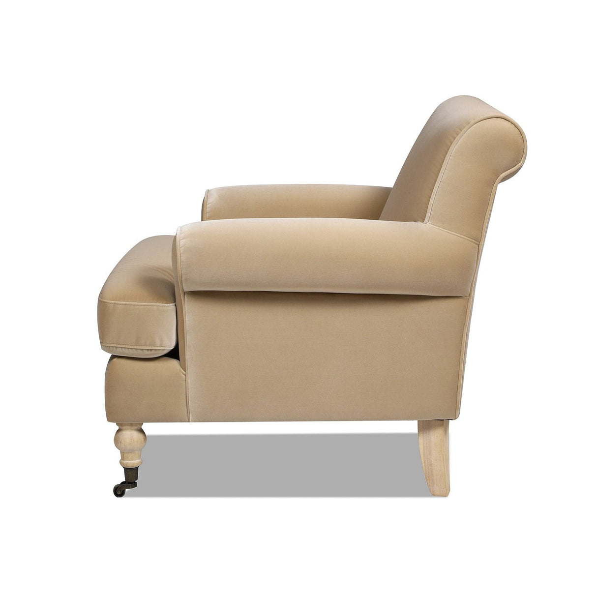 Cobaltex Upholstered Arm Chair with Metal Casters and Rolled Arms - Accent Chairs