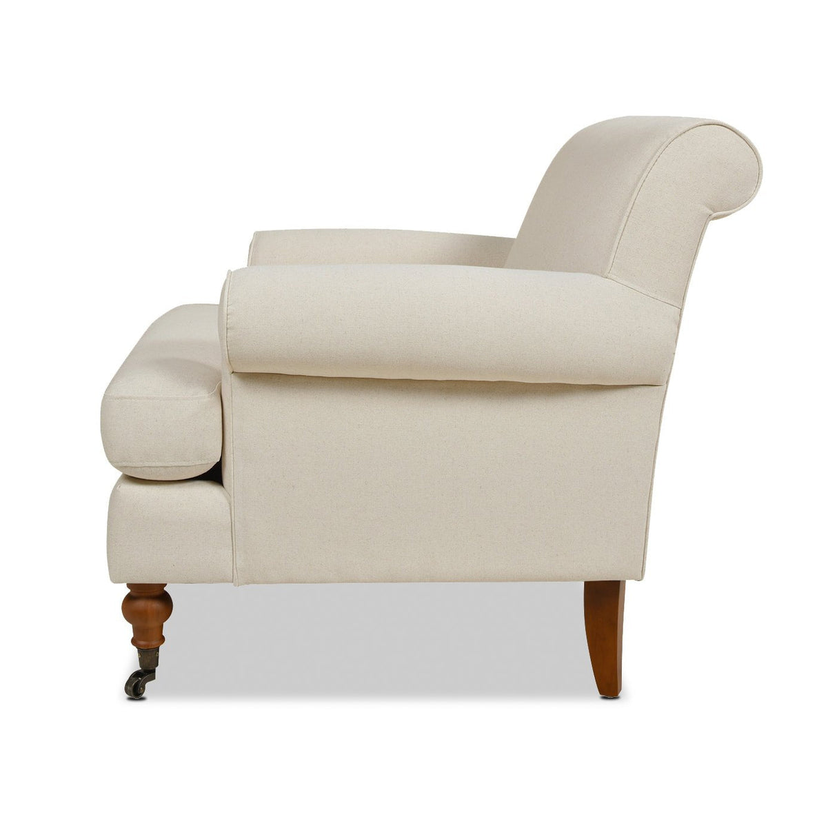 Cobaltex Upholstered Arm Chair with Metal Casters and Rolled Arms - Accent Chairs