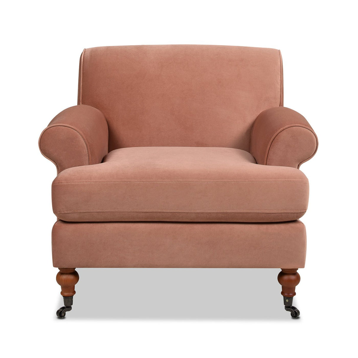 Cobaltex Upholstered Arm Chair with Metal Casters and Rolled Arms - Accent Chairs