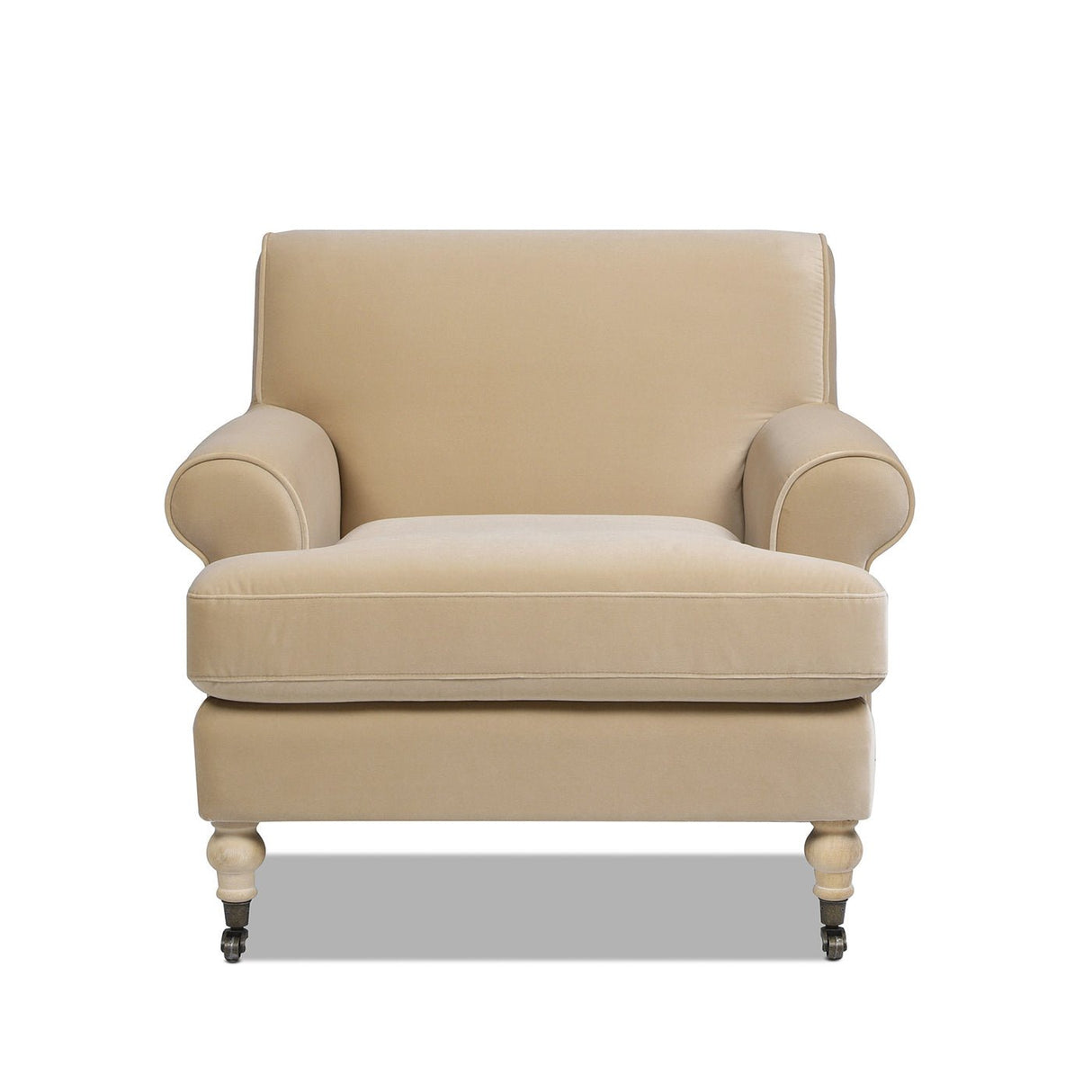 Cobaltex Upholstered Arm Chair with Metal Casters and Rolled Arms - Accent Chairs