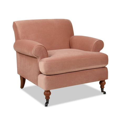 Cobaltex Upholstered Arm Chair with Metal Casters and Rolled Arms - Accent Chairs