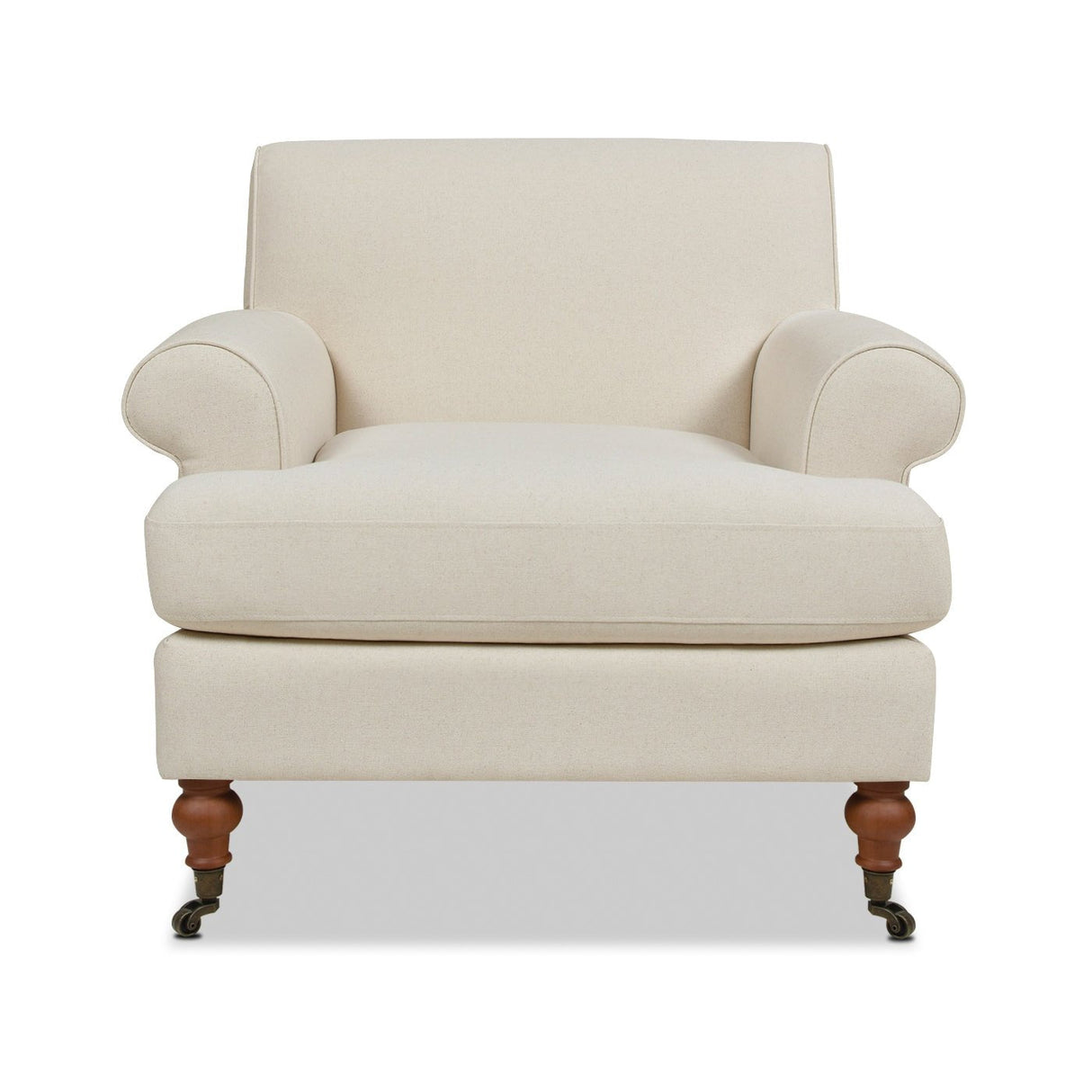 Cobaltex Upholstered Arm Chair with Metal Casters and Rolled Arms - Accent Chairs