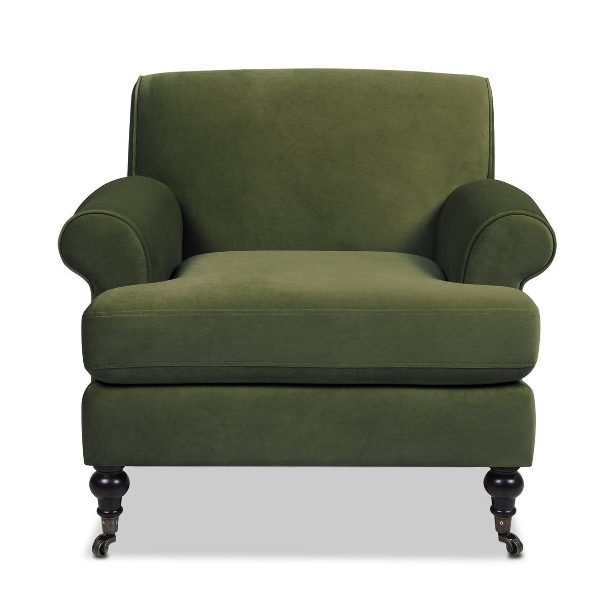 Cobaltex Upholstered Arm Chair with Metal Casters and Rolled Arms - Accent Chairs