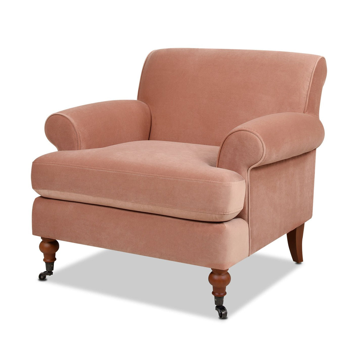 Cobaltex Upholstered Arm Chair with Metal Casters and Rolled Arms - Accent Chairs
