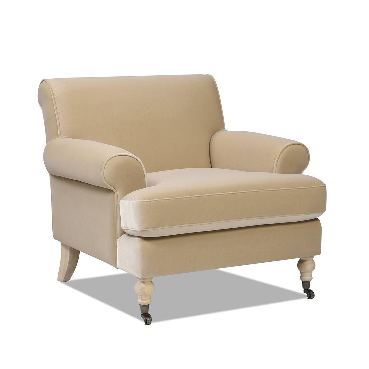 Cobaltex Upholstered Arm Chair with Metal Casters and Rolled Arms - Accent Chairs