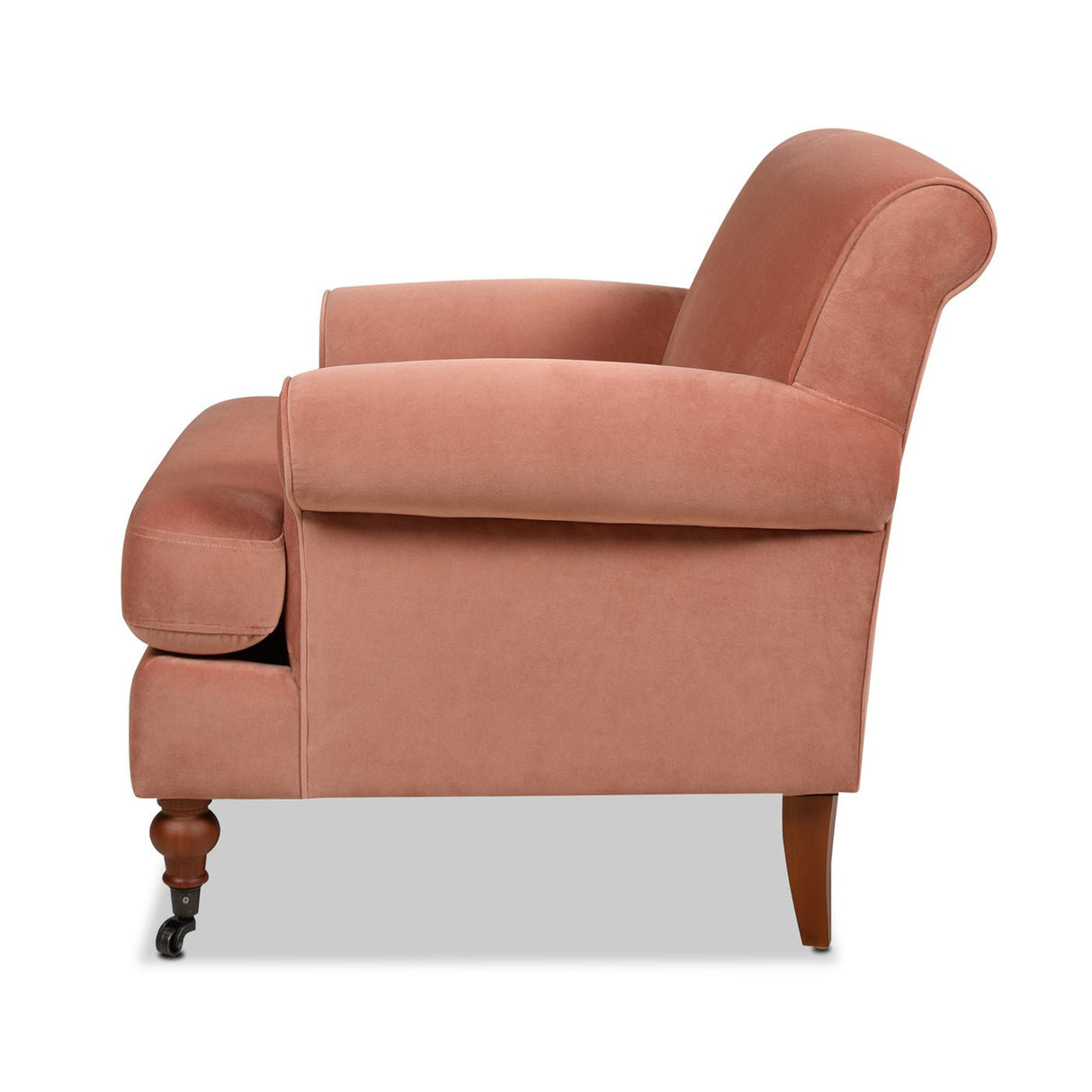 Cobaltex Upholstered Arm Chair with Metal Casters and Rolled Arms - Accent Chairs