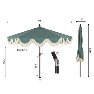 Collins classic cottage tassel market patio umbrella with auto - tilt - Tuesday Morning - Umbrellas & Sunshades
