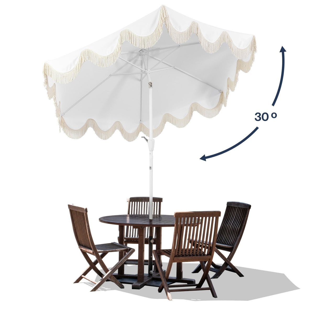 Collins classic cottage tassel market patio umbrella with auto - tilt - Tuesday Morning - Umbrellas & Sunshades