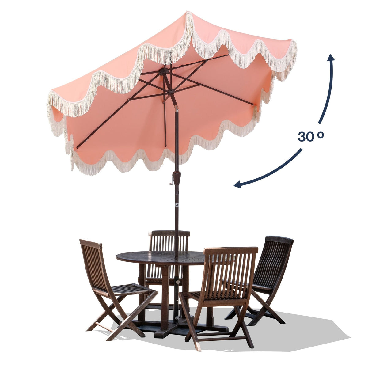 Collins classic cottage tassel market patio umbrella with auto - tilt - Tuesday Morning - Umbrellas & Sunshades