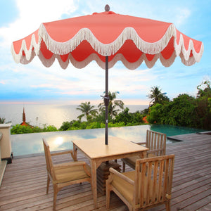 Collins classic cottage tassel market patio umbrella with auto - tilt - Tuesday Morning - Umbrellas & Sunshades