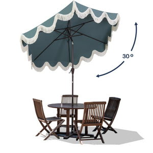 Collins classic cottage tassel market patio umbrella with auto - tilt - Tuesday Morning - Umbrellas & Sunshades