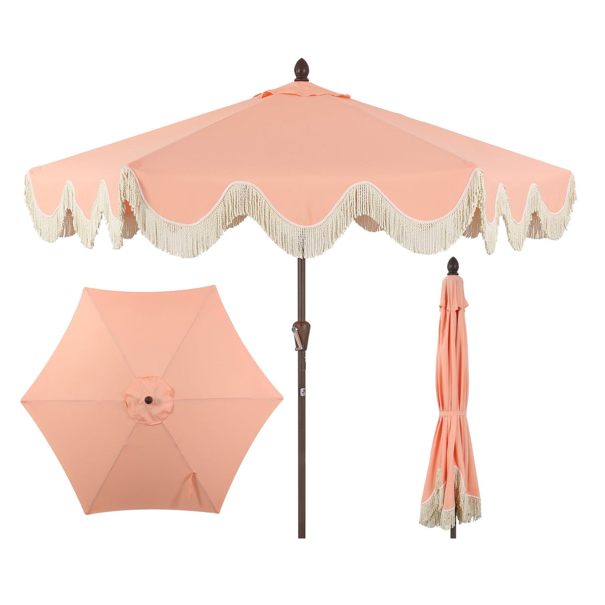 Collins classic cottage tassel market patio umbrella with auto - tilt - Tuesday Morning - Umbrellas & Sunshades