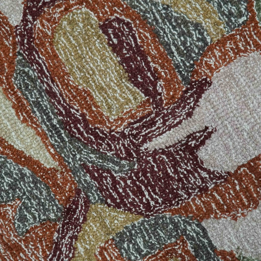 Colorful Ivory, Olive and Brown Floral Design Hand Tufted Custom Made wool Rug