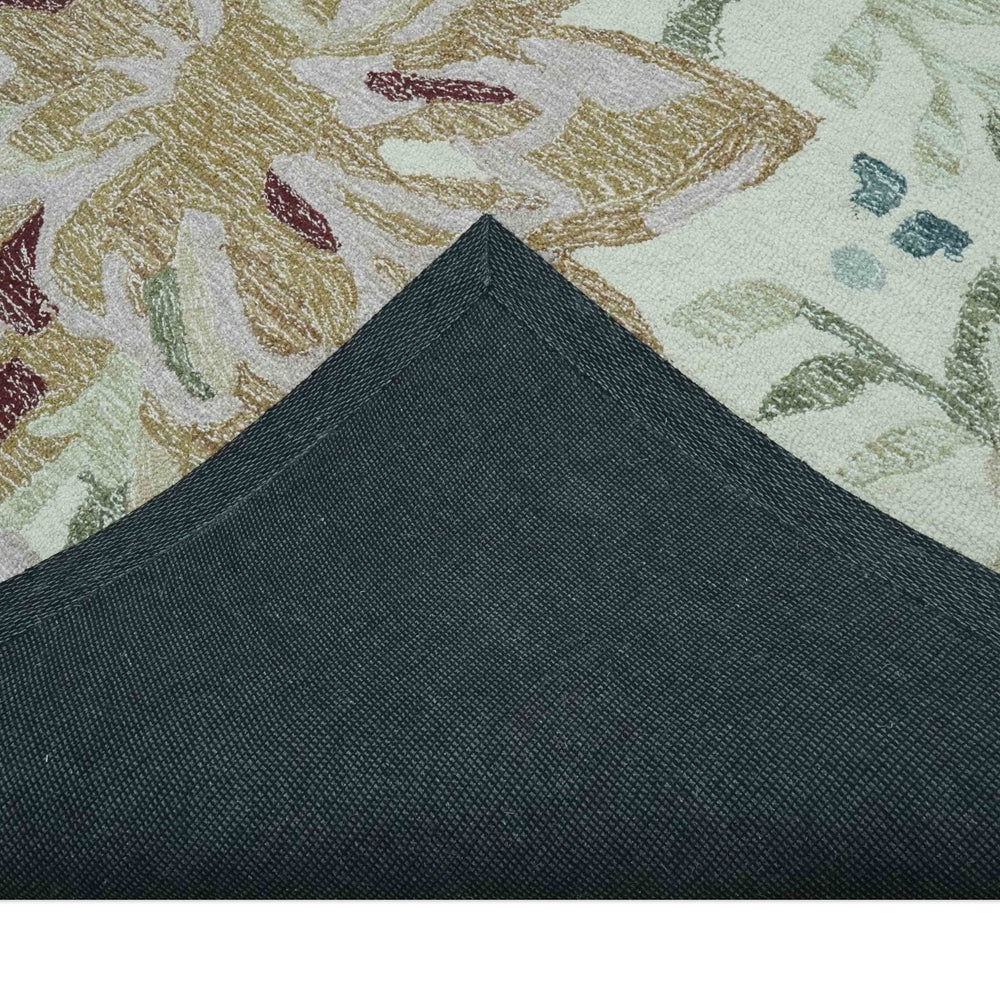 Colorful Ivory, Olive and Brown Floral Design Hand Tufted Custom Made wool Rug