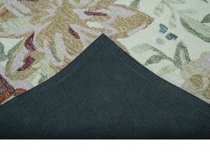 Colorful Ivory, Olive and Brown Floral Design Hand Tufted Custom Made wool Rug