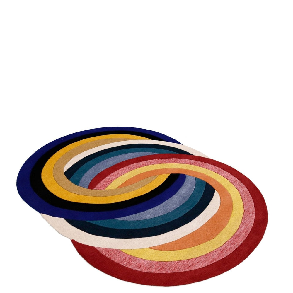 Colorful Modern Rings Hand Tufted 5x7 Wool Rug