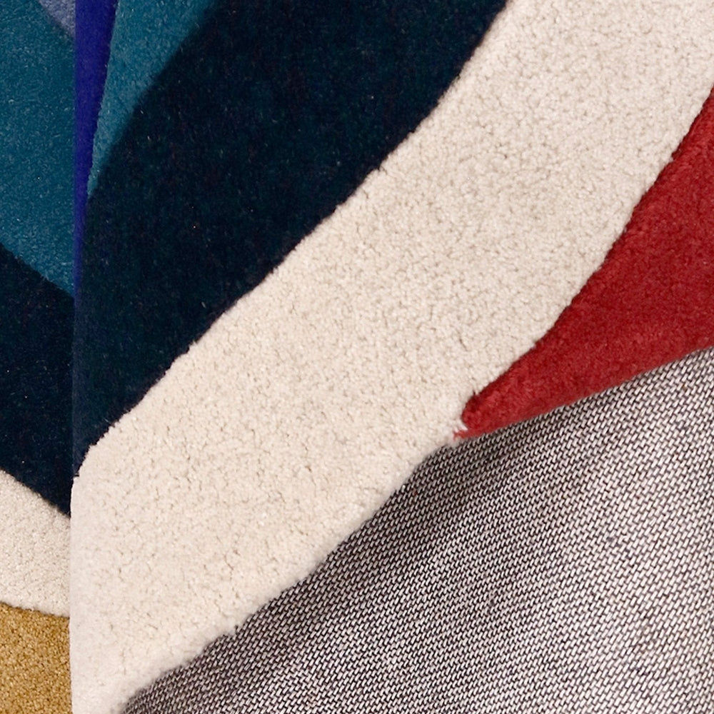 Colorful Modern Rings Hand Tufted 5x7 Wool Rug