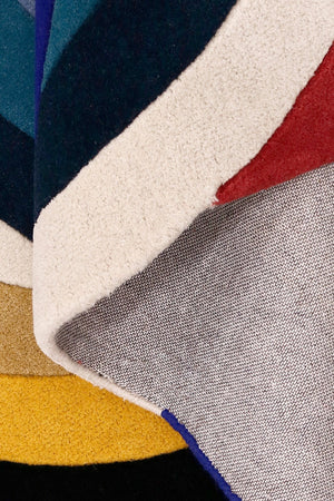 Colorful Modern Rings Hand Tufted 5x7 Wool Rug