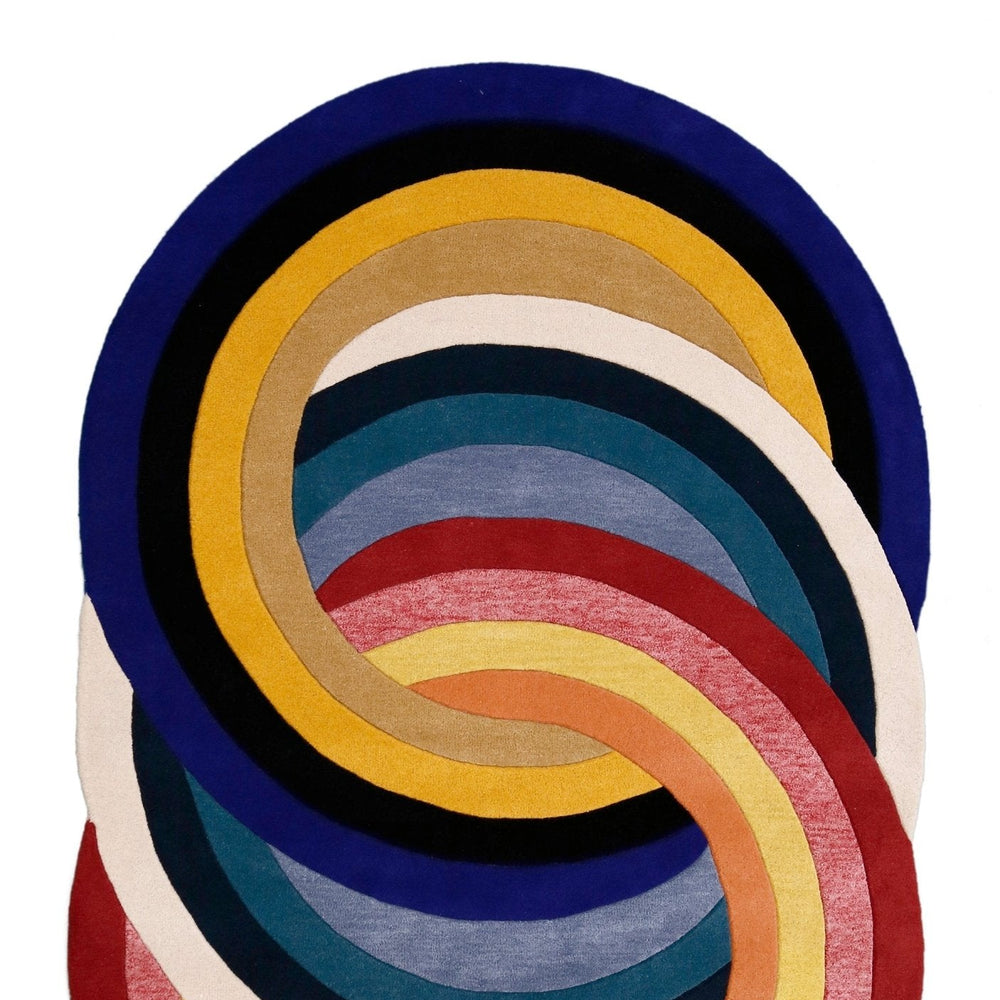 Colorful Modern Rings Hand Tufted 5x7 Wool Rug