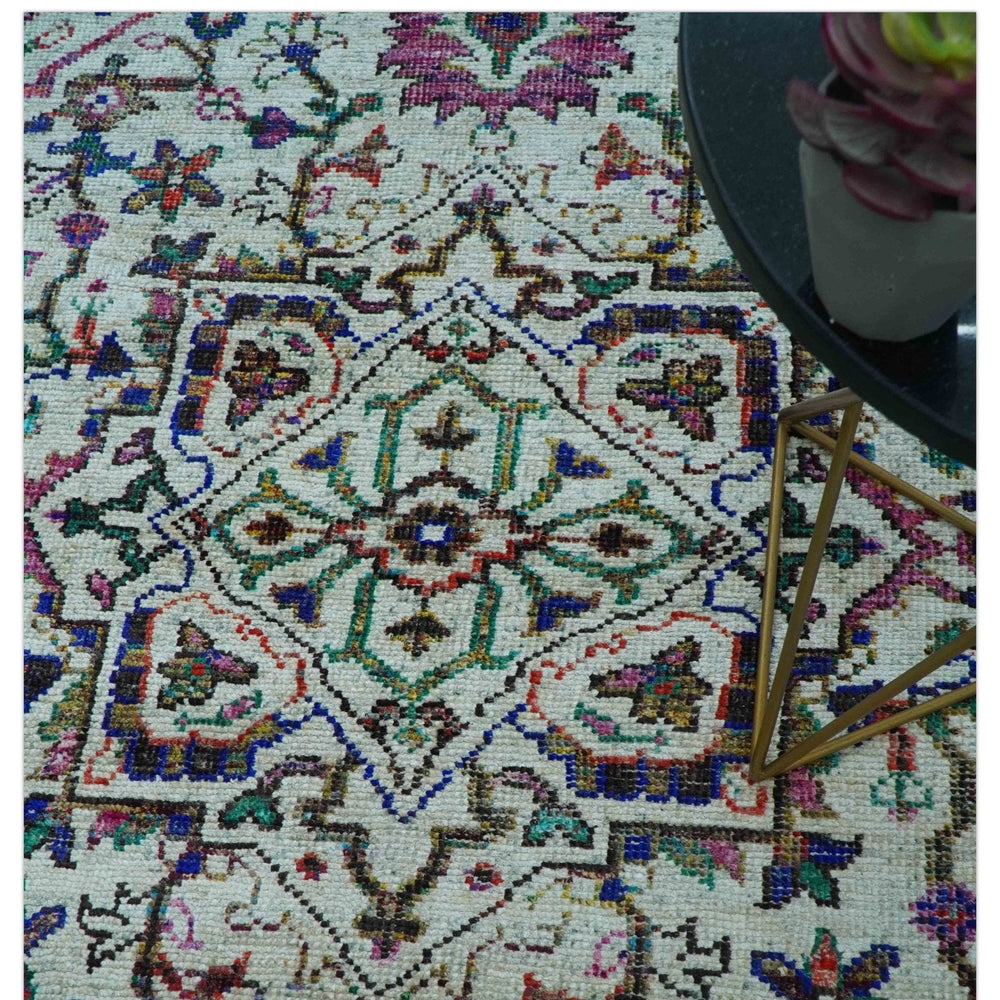 Colorful Traditional Serapi Design Ivory And Beige Hand Knotted 8x10 Wool Area Rug