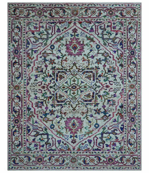 Colorful Traditional Serapi Design Ivory And Beige Hand Knotted 8x10 Wool Area Rug