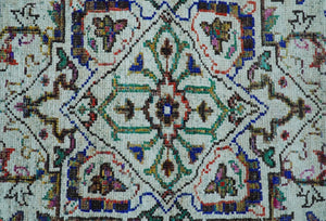 Colorful Traditional Serapi Design Ivory And Beige Hand Knotted 8x10 Wool Area Rug