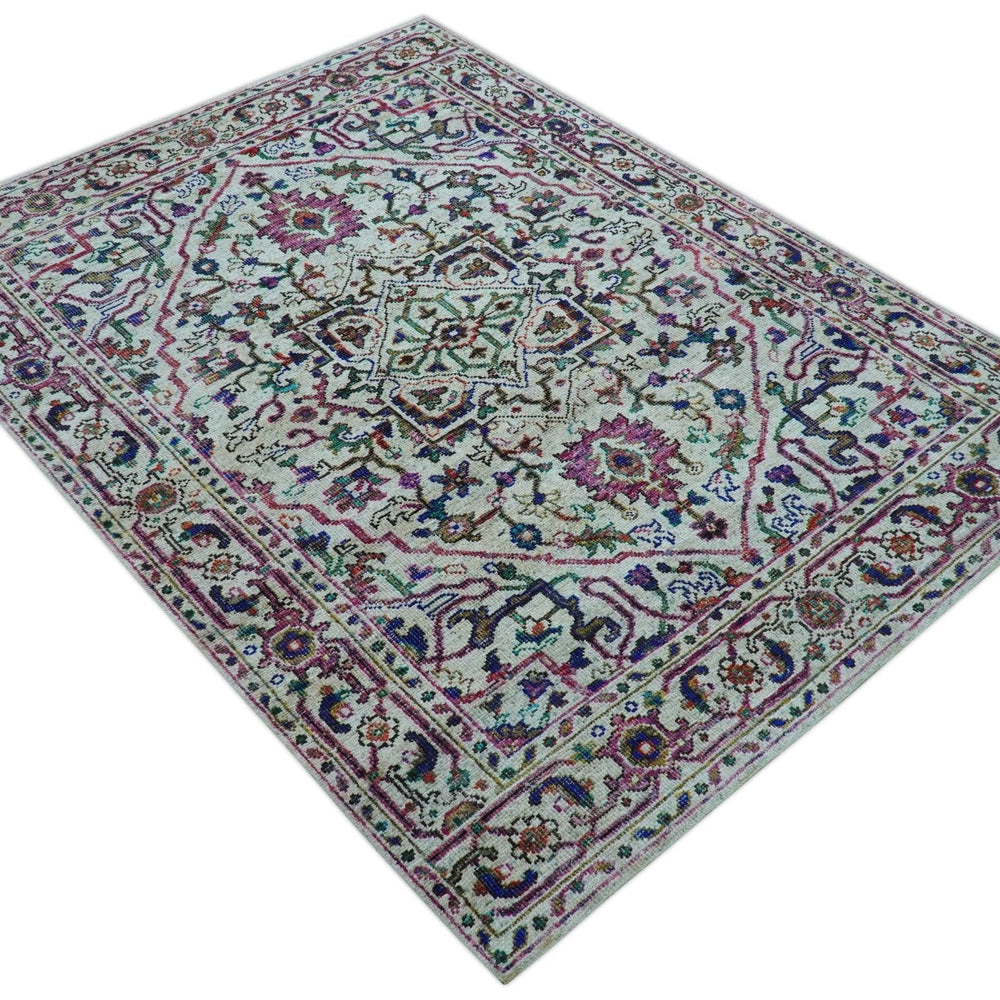 Colorful Traditional Serapi Design Ivory And Beige Hand Knotted 8x10 Wool Area Rug