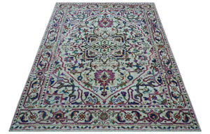 Colorful Traditional Serapi Design Ivory And Beige Hand Knotted 8x10 Wool Area Rug