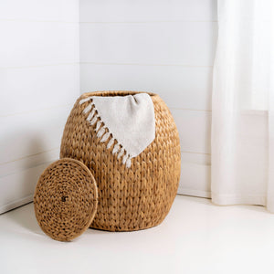 Colt coastal bohemian handwoven hyacinth storage stool with lid - Tuesday Morning - Cabinets & Storage