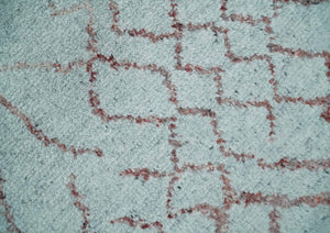 Contemporary 8x10 Silver and Pink Modern Abstract Handmade Wool Area Rug