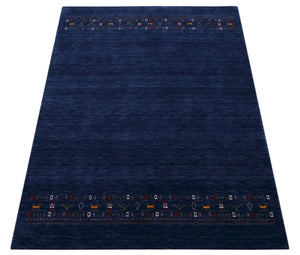 Contemporary Blue Design Hand Loomed Wool Area Rug