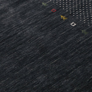 Contemporary Charcoal Gabbeh Border Hand Loomed Wool Area Rug