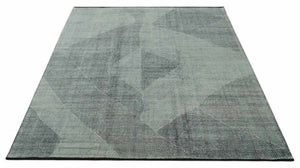 Contemporary Charcoal, Silver and Beige Design 9x12 Hand knotted wool Area Rug