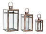 Contemporary Copper Metal Box Lantern (Set of 3) - Tuesday Morning - Lighting Decoration