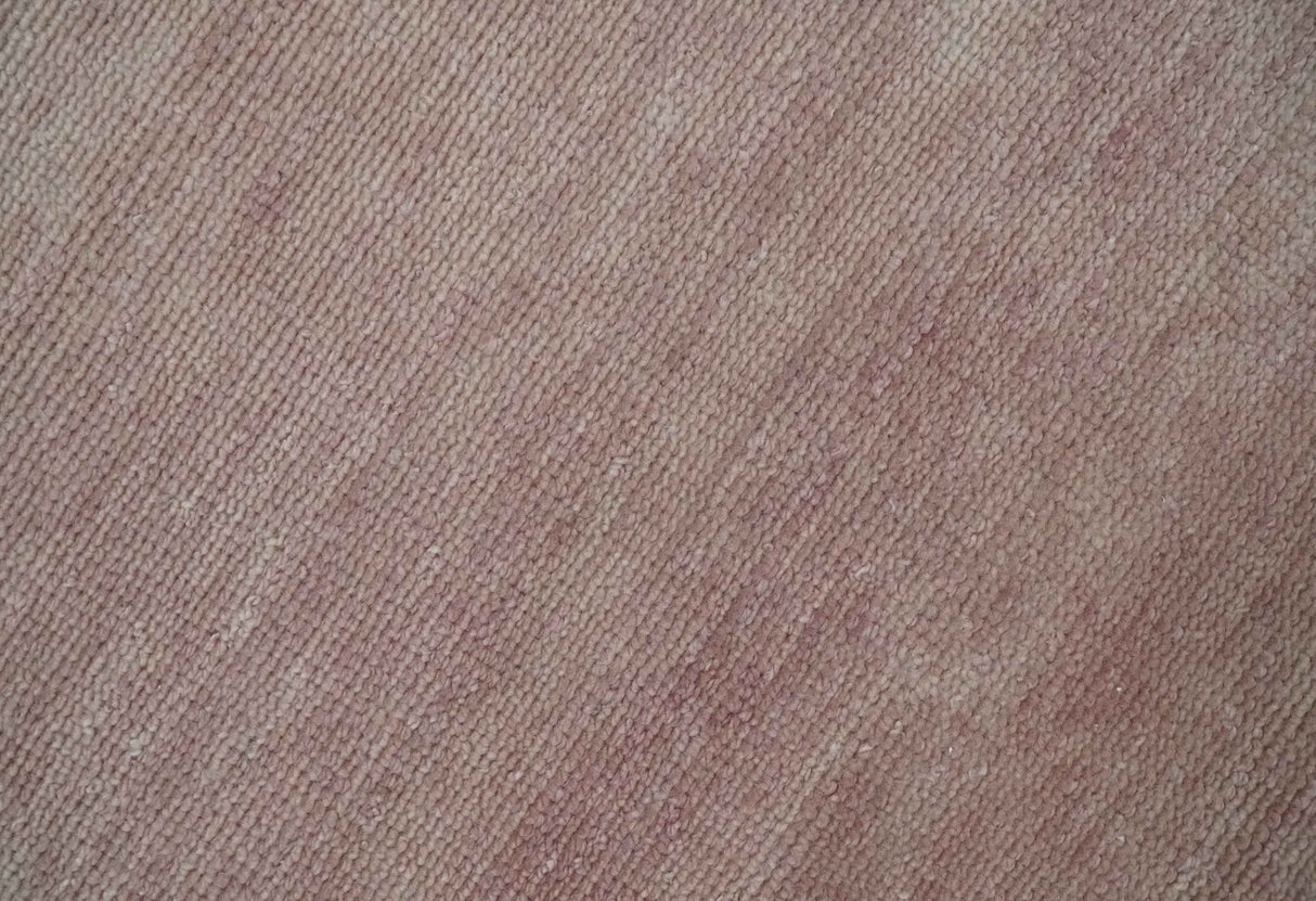 Contemporary Custom Made Modern Solid Peach Hand knotted Wool Area Rug
