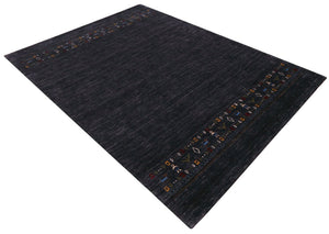 Contemporary Design Charcoal Hand Loomed Wool Area Rug
