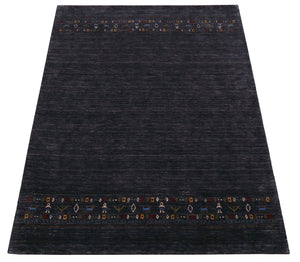 Contemporary Design Charcoal Hand Loomed Wool Area Rug