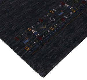 Contemporary Design Charcoal Hand Loomed Wool Area Rug