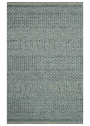Contemporary Design Gray Hand Knotted Wool Area Rug