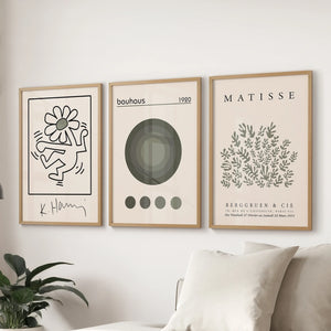 Sage Green Henri Matisse Botanical Art. Bauhaus Poster Set