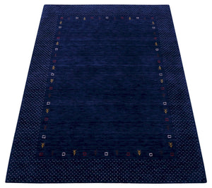 Contemporary Gabbeh Border Design Hand Loomed Wool Area Rug