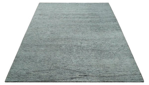 Contemporary look Gray Hand knotted loop Cut 8x10 wool Area Rug