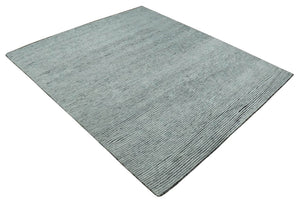 Contemporary look Gray Hand knotted loop Cut 8x10 wool Area Rug