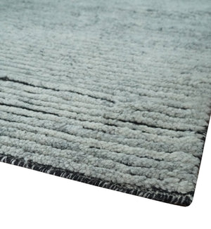 Contemporary look Gray Hand knotted loop Cut 8x10 wool Area Rug