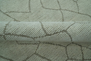 Contemporary Pattern Brown And Ivory Hand Tufted 8x10 Wool Rug