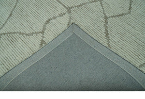 Contemporary Pattern Brown And Ivory Hand Tufted 8x10 Wool Rug