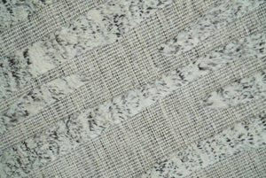 Contemporary Pattern Hand knotted High Low Ivory and Charcoal 8x10 wool Area Rug